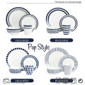 Ensemble de dîner en porcelaine 16PCS avec bande décorative bleue et conception de points